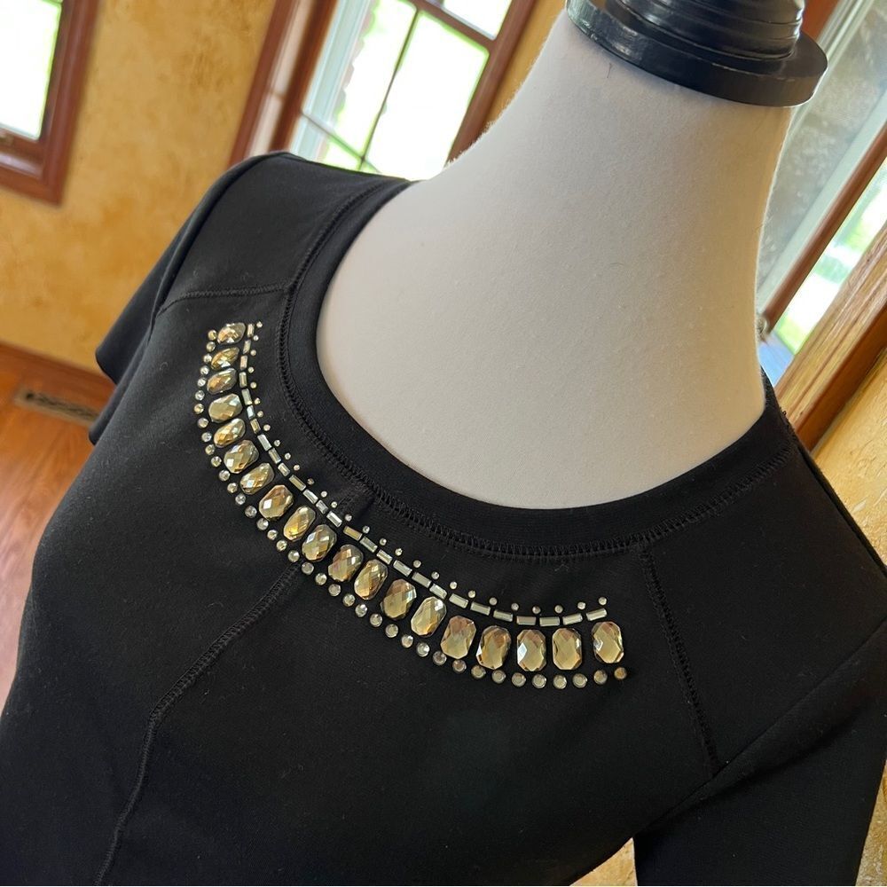 Princess Vera Wang Black Top with Gold Embellishments Women's Size Small